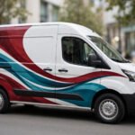 Work van with professional partial vehicle wrap